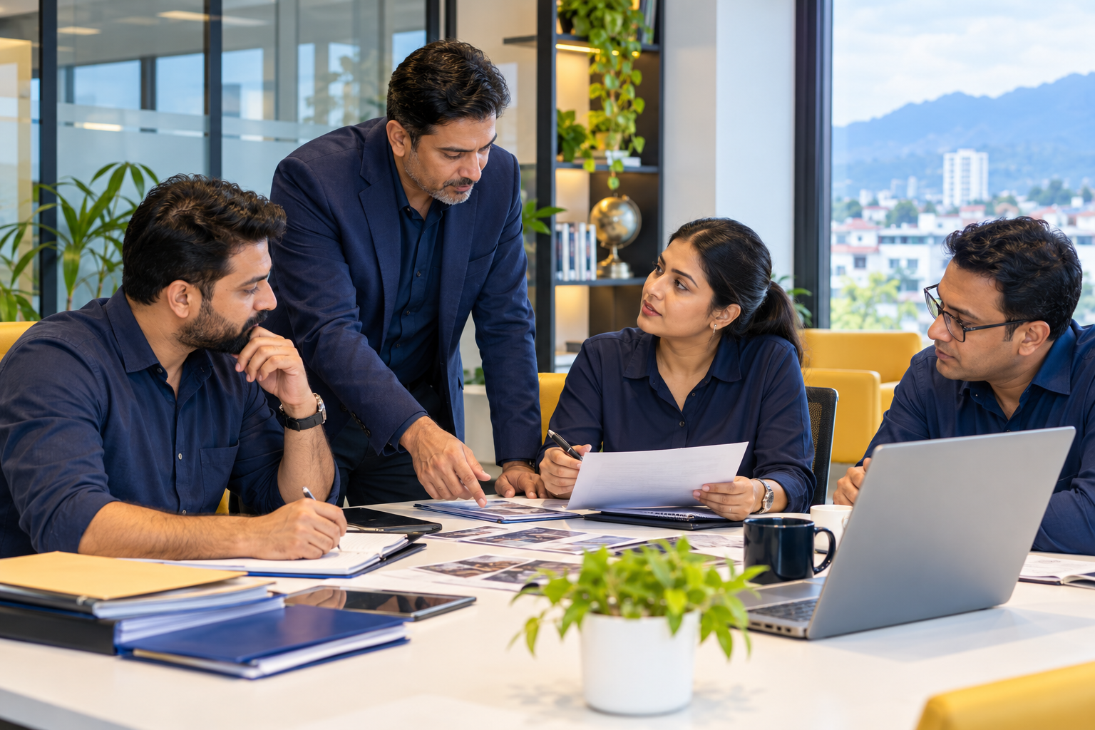 Illustration of an investigation team discussing a case