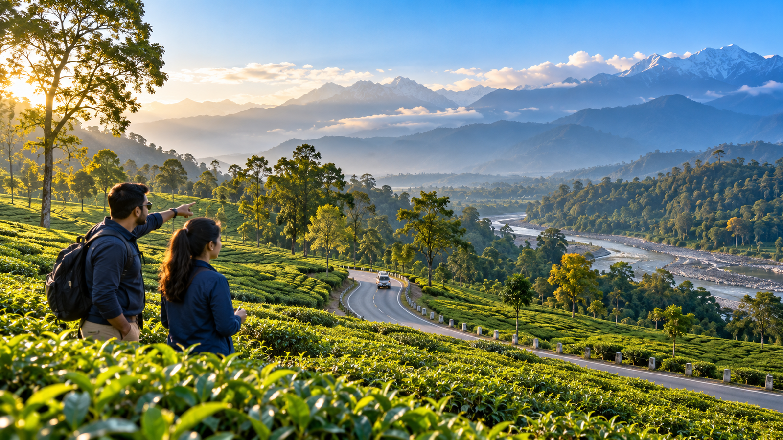 Illustrative North Bengal tea gardens and Himalayan foothills